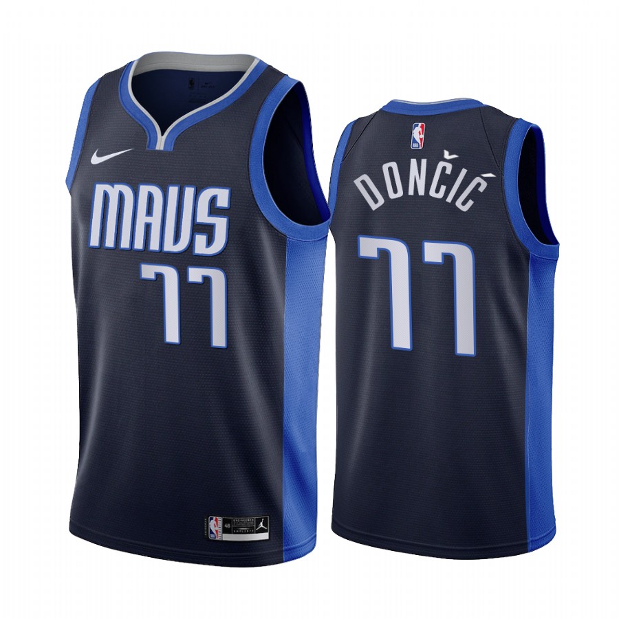 2020-21 Dallas Mavericks Luka Doncic Earned Edition Navy #77 Jersey