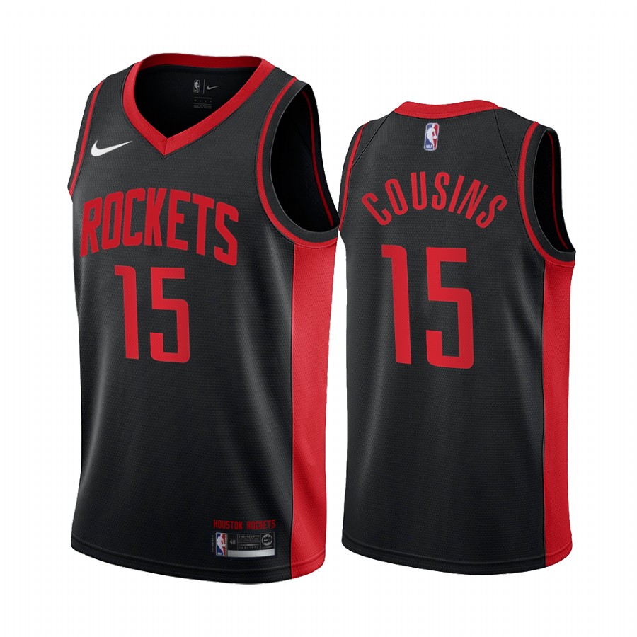2020-21 Houston Rockets Demarcus Cousins Earned Edition Black #15 Jersey