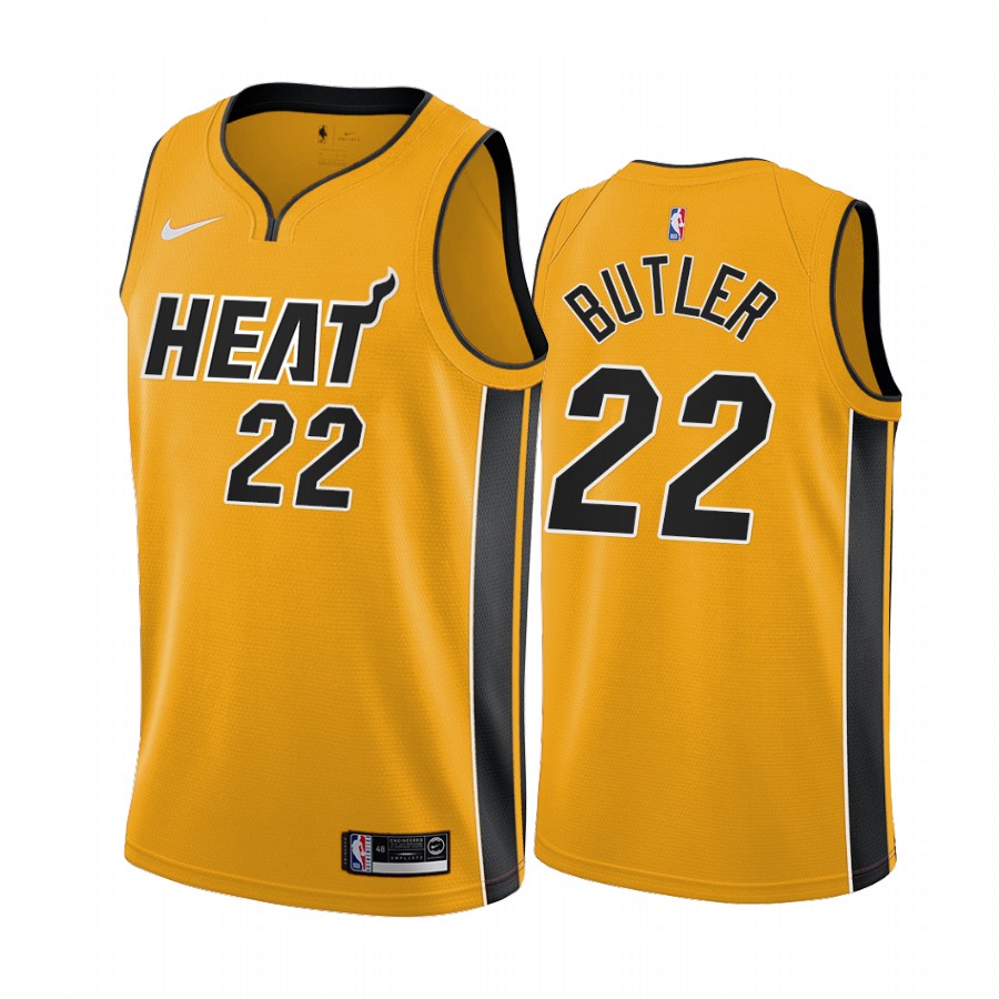 2020-21 Miami Heat Jimmy Butler Earned Edition Yellow #22 Jersey
