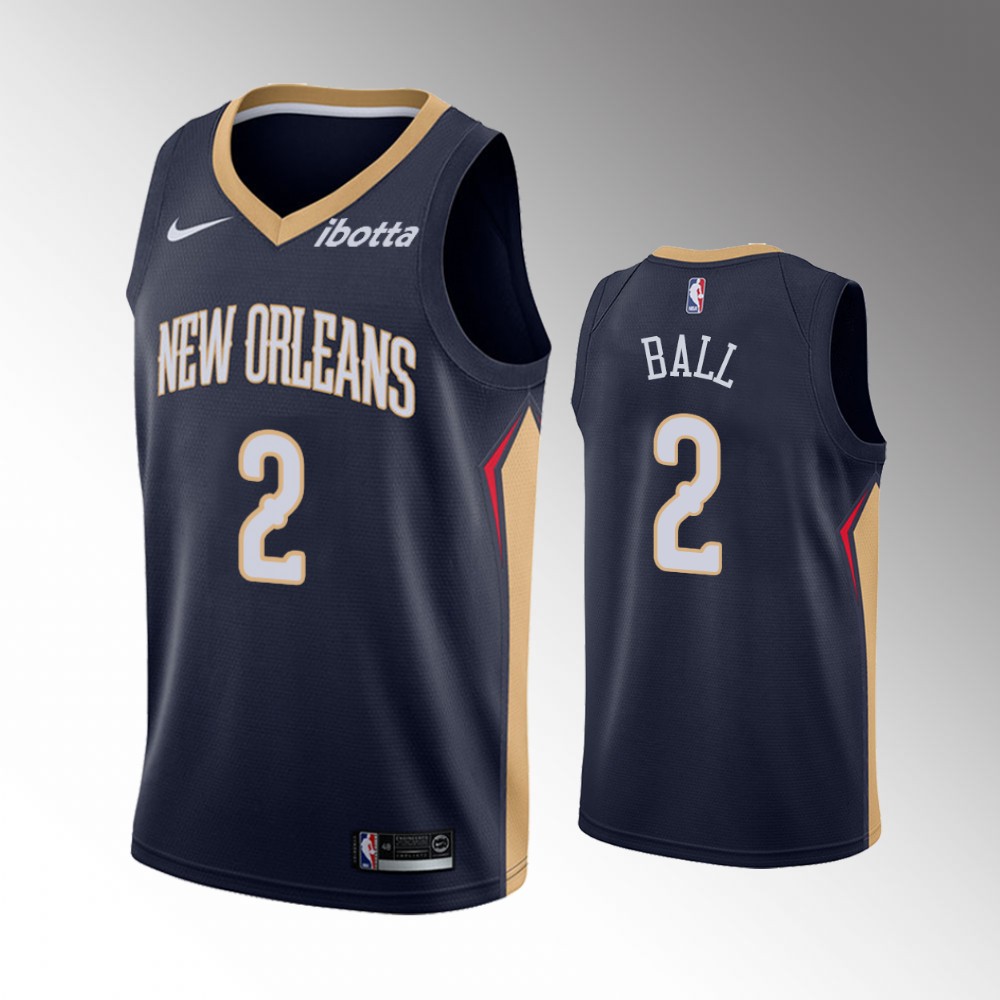 2020-21 Pelicans Lonzo Ball Icon Edition Navy Ball New Orleans Jersey