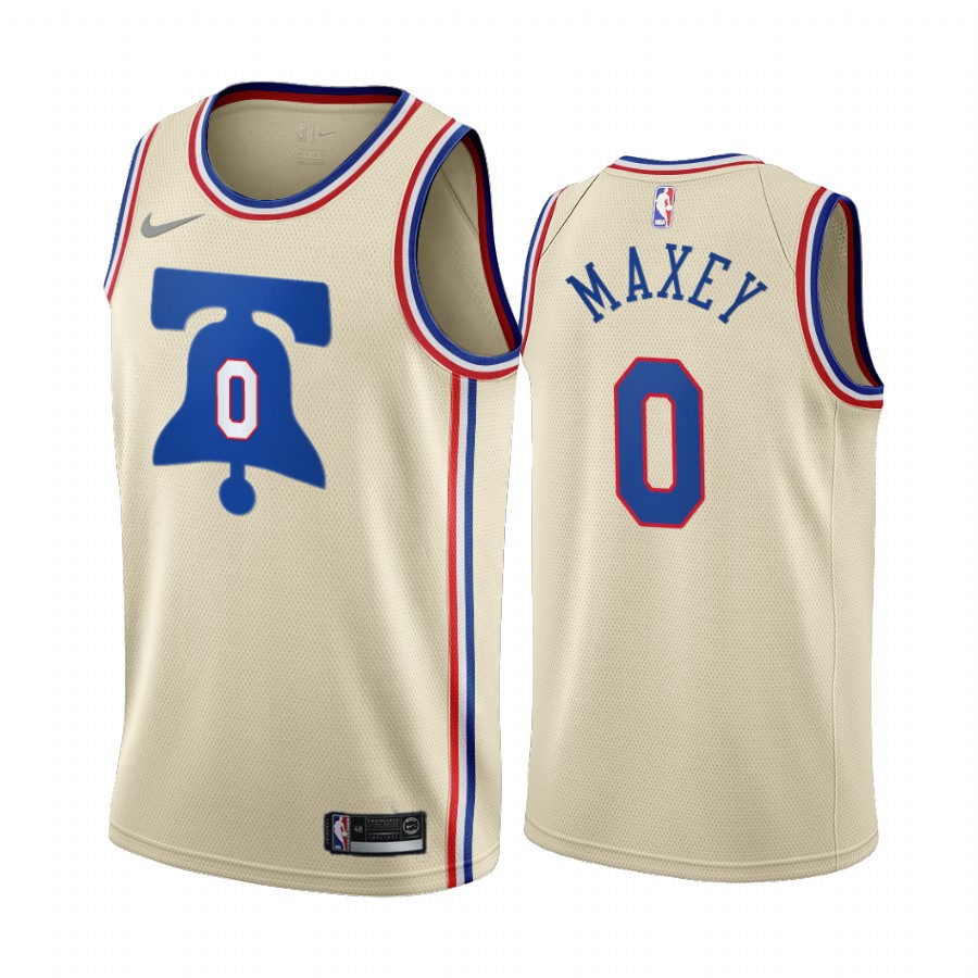 2020-21 Philadelphia 76ers Tyrese Maxey Earned Edition Cream #0 Jersey