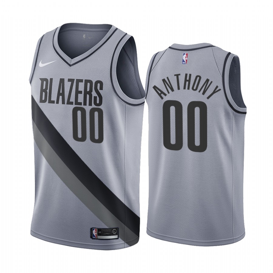 2020-21 Portland Trail Blazers Carmelo Anthony Earned Edition Gray #00 Jersey