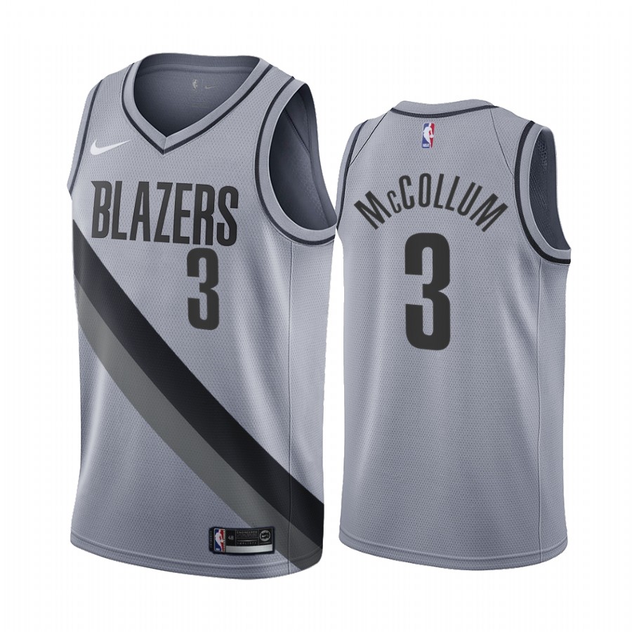 2020-21 Portland Trail Blazers C.j. Mccollum Earned Edition Gray #3 Jersey
