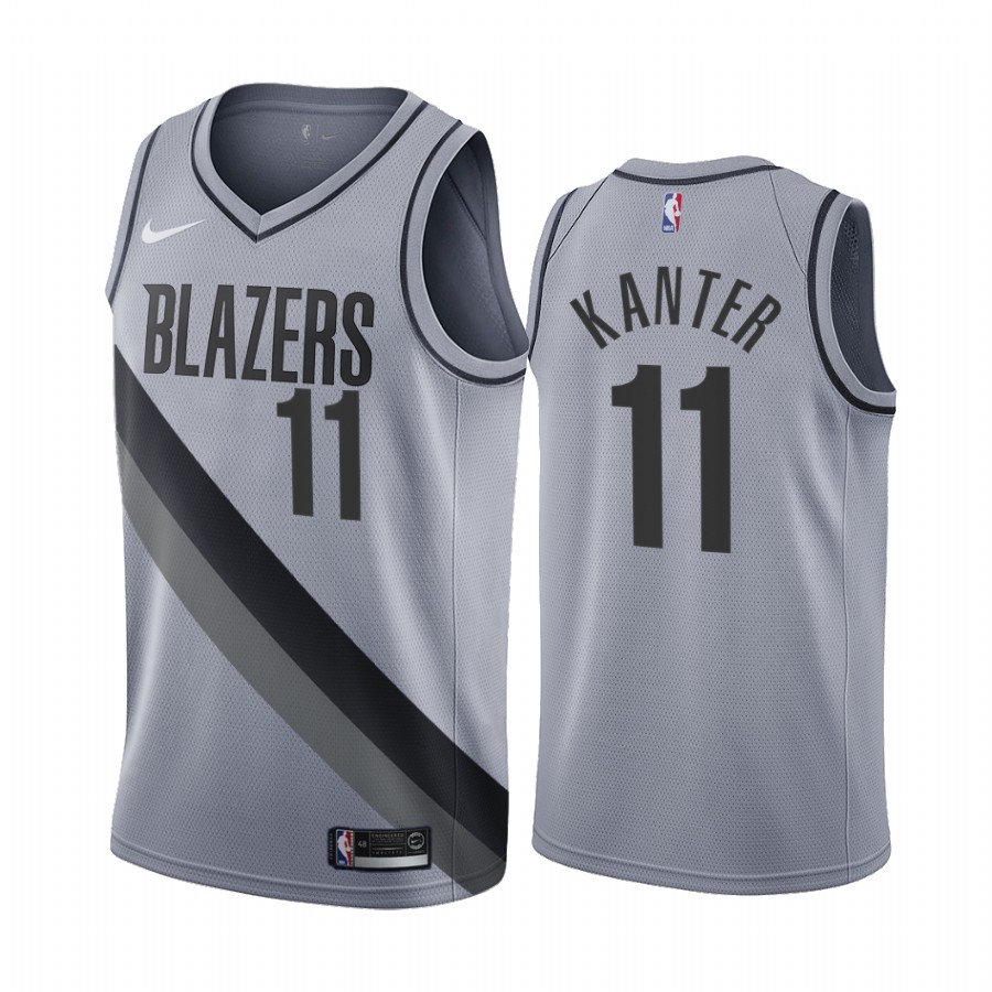 2020-21 Portland Trail Blazers Enes Kanter Earned Edition Gray #11 Jersey