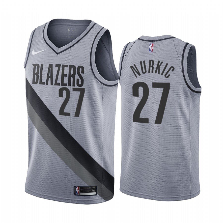 2020-21 Portland Trail Blazers Jusuf Nurkic Earned Edition Gray #27 Jersey