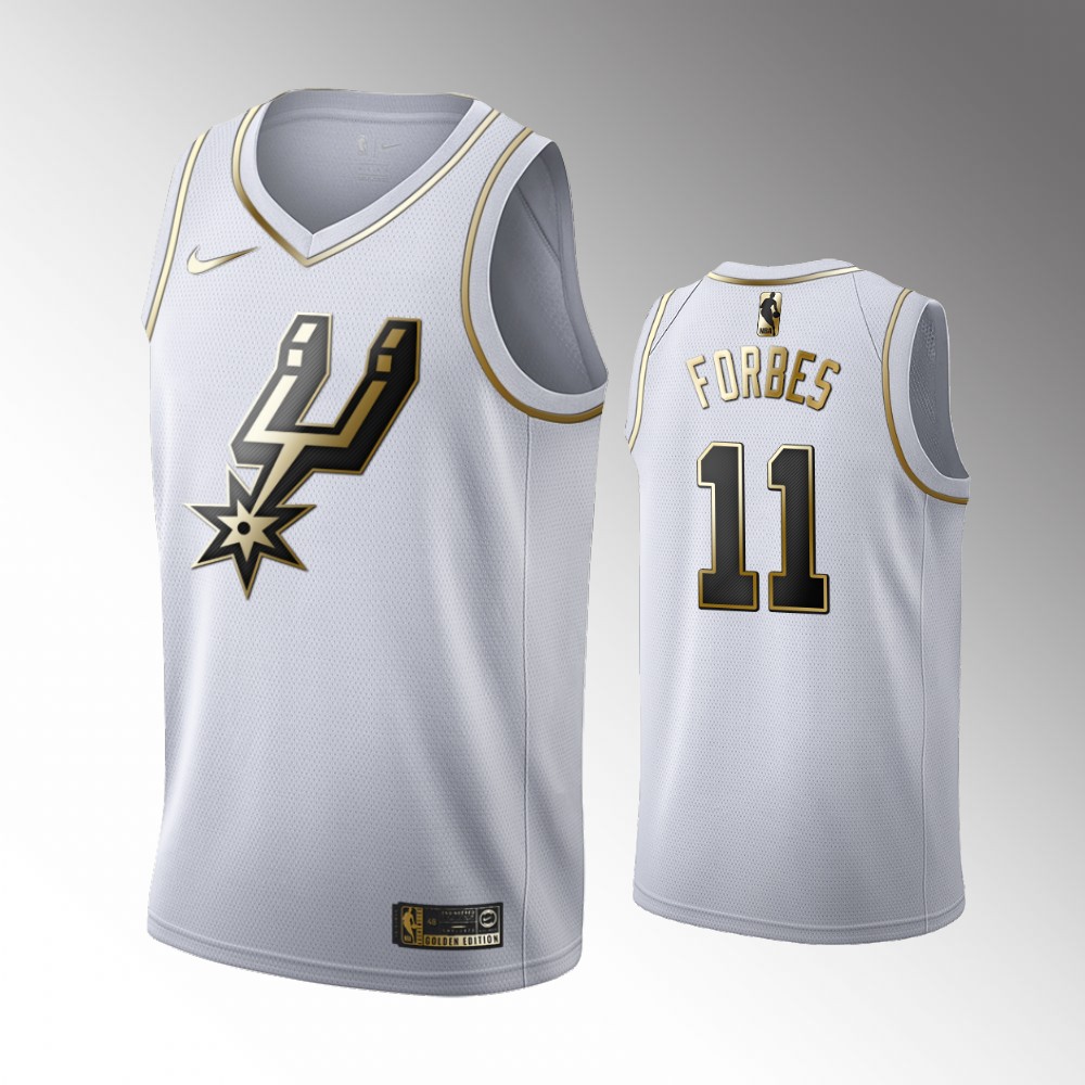 2020-21 Spurs Bryn Forbes Golden Edition White Limited Jersey