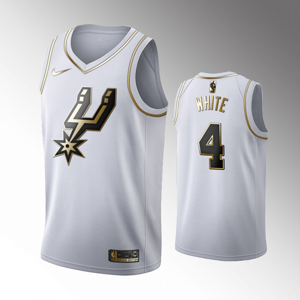 2020-21 Spurs Derrick White Golden Edition White Limited Jersey