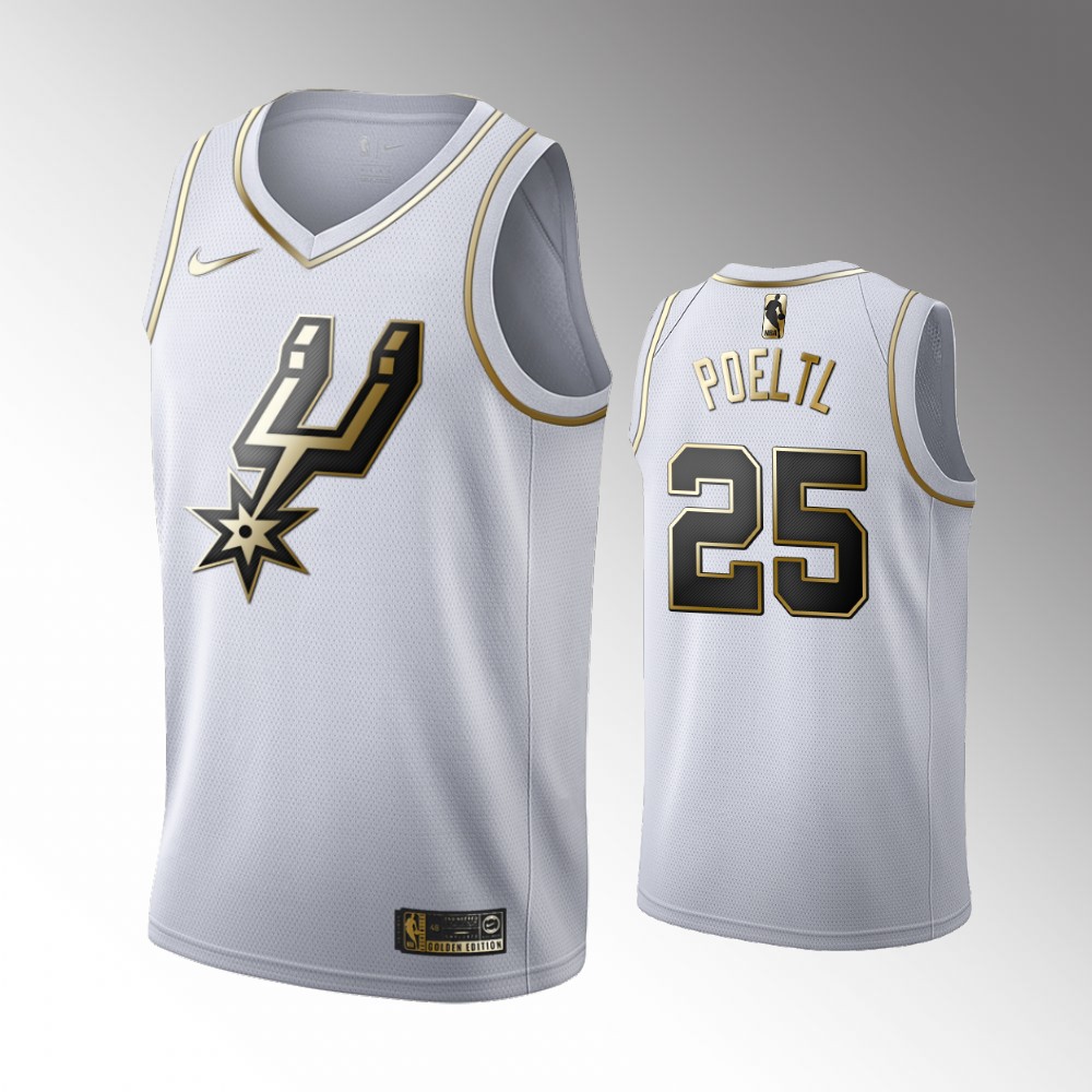 2020-21 Spurs Jakob Poeltl Golden Edition White Limited Jersey