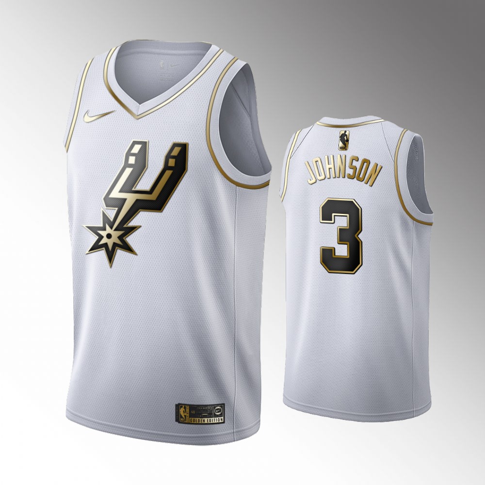 2020-21 Spurs Keldon Johnson Golden Edition White Limited Jersey