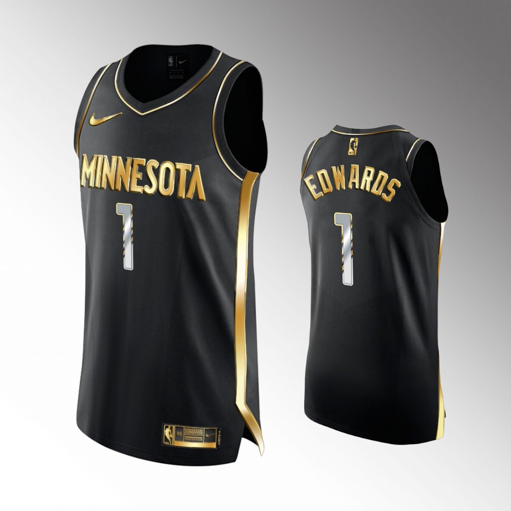 2020-21 Timberwolves Anthony Edwards Golden Edition Black Limited Jersey