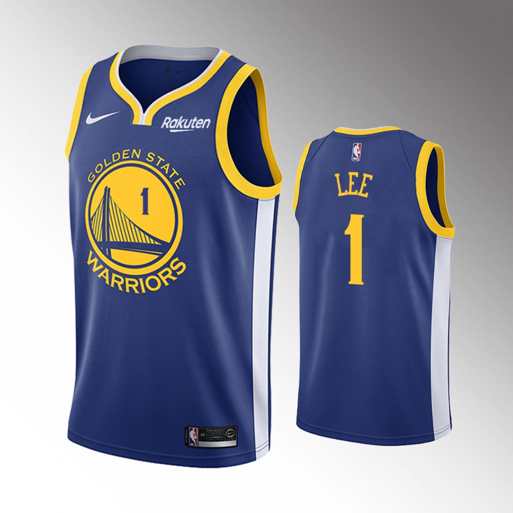 2020-21 Warriors Damion Lee Icon Edition Blue Lee Golden State Warriors Jersey