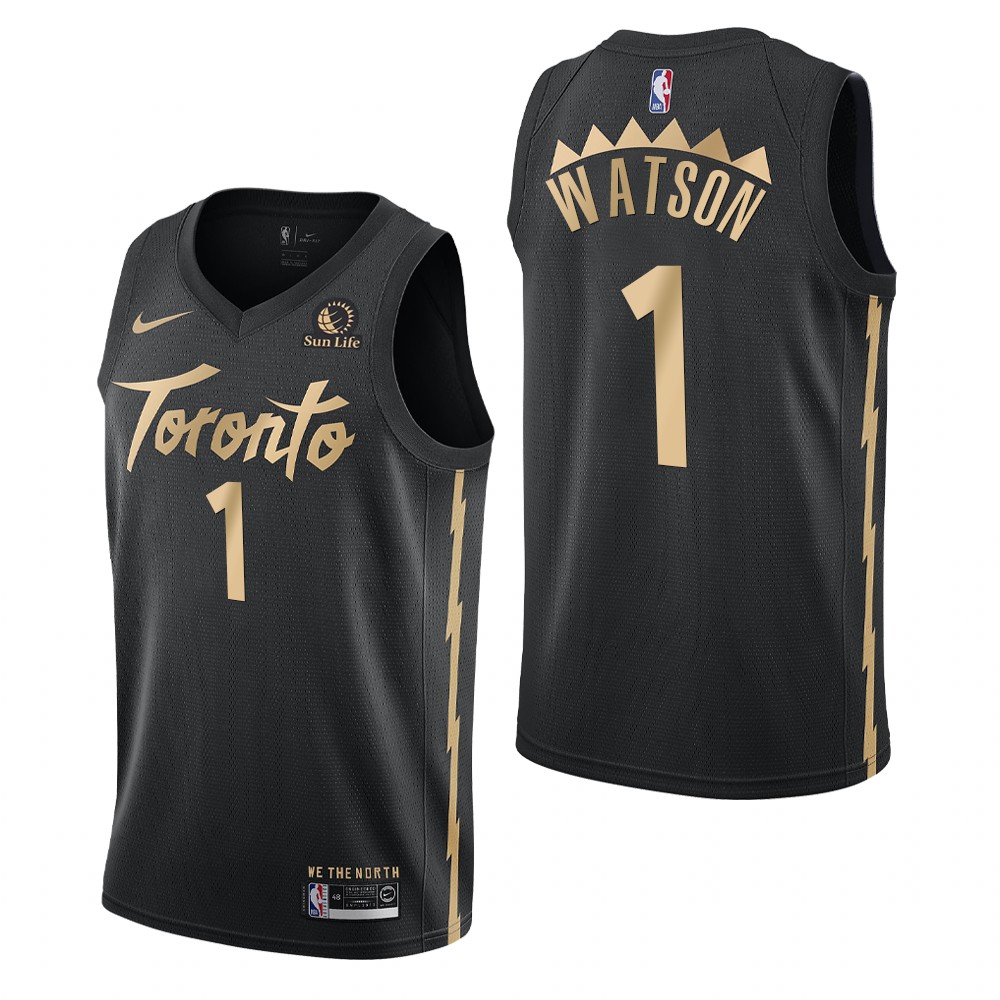 2020 Season Raptors #1 Paul Watson Sun Life Patch Black Jersey - City Edition