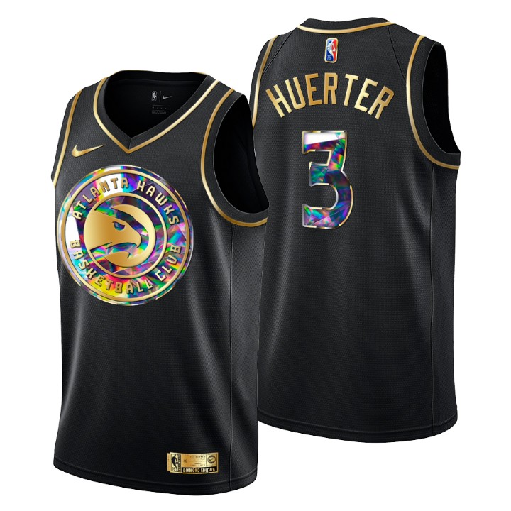 2021-22 Atlanta Hawks Kevin Huerter #3 Golden Edition Diamond Logo Black Swingman Jersey