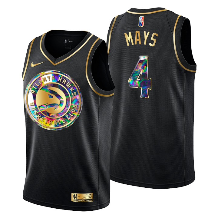 2021-22 Atlanta Hawks Skylar Mays #4 Golden Edition Diamond Logo Black Swingman Jersey