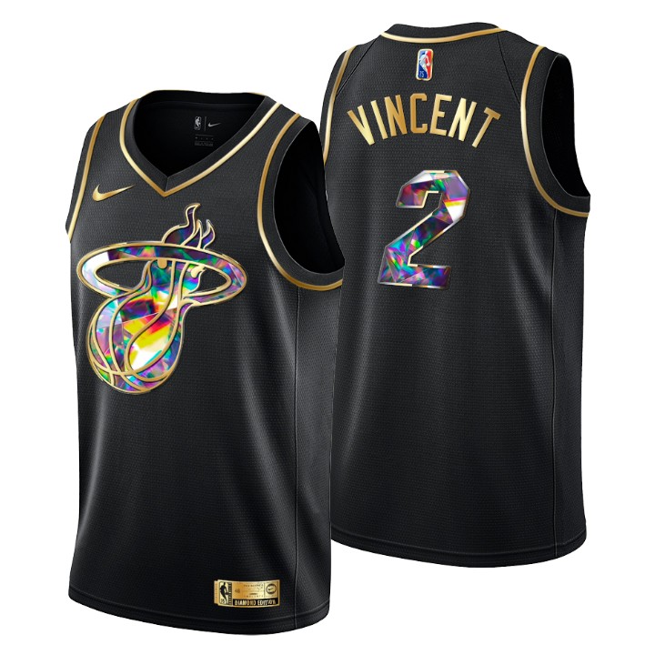 2021-22 Miami Heat Gabe Vincent #2 Golden Edition Diamond Logo Black Swingman Jersey