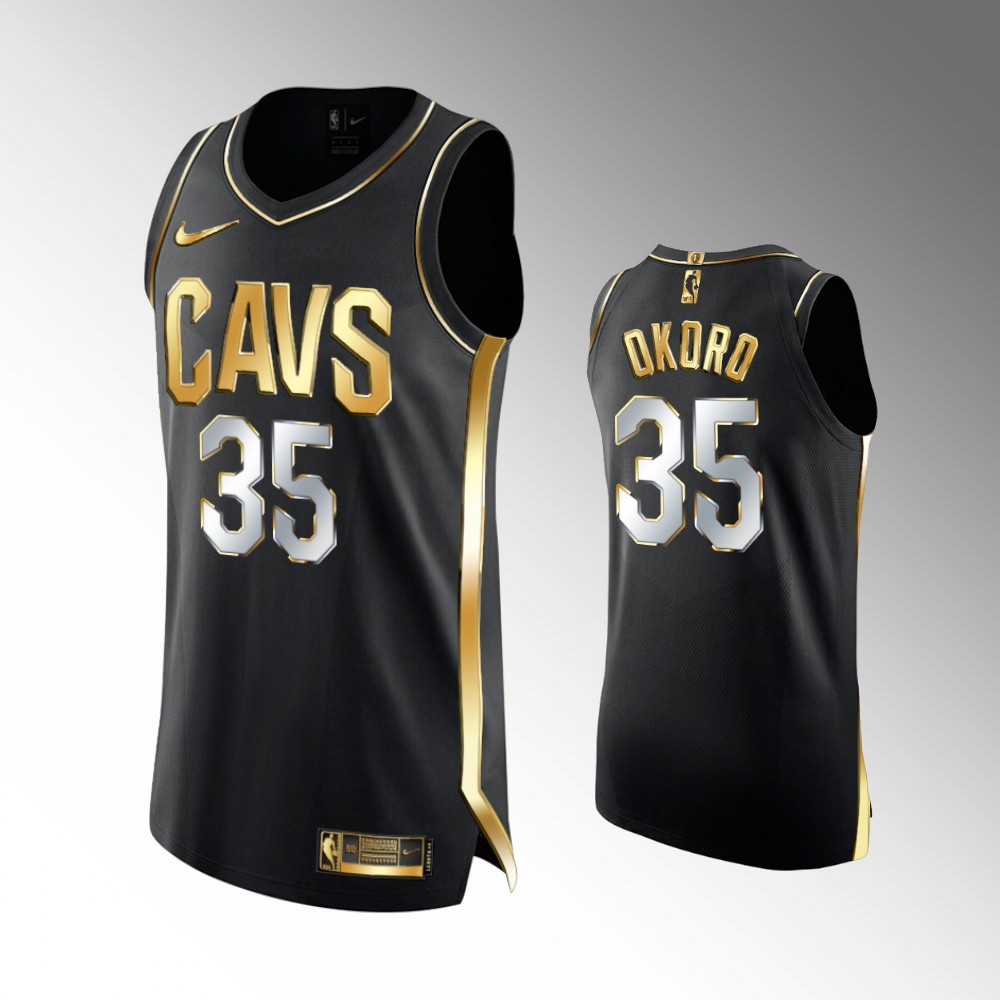 2021 Cavaliers Isaac Okoro Golden Edition Black Limited Jersey