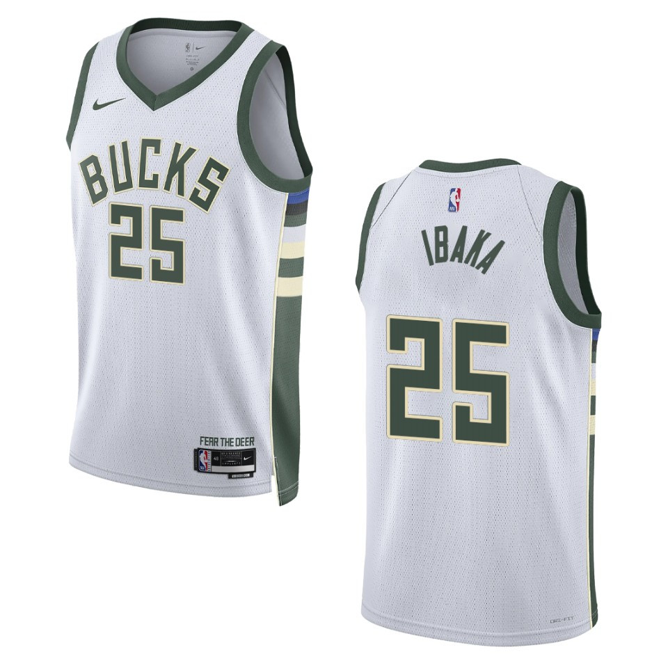 2022-23 Association Edition Milwaukee Bucks Serge Ibaka White Swingman Jersey