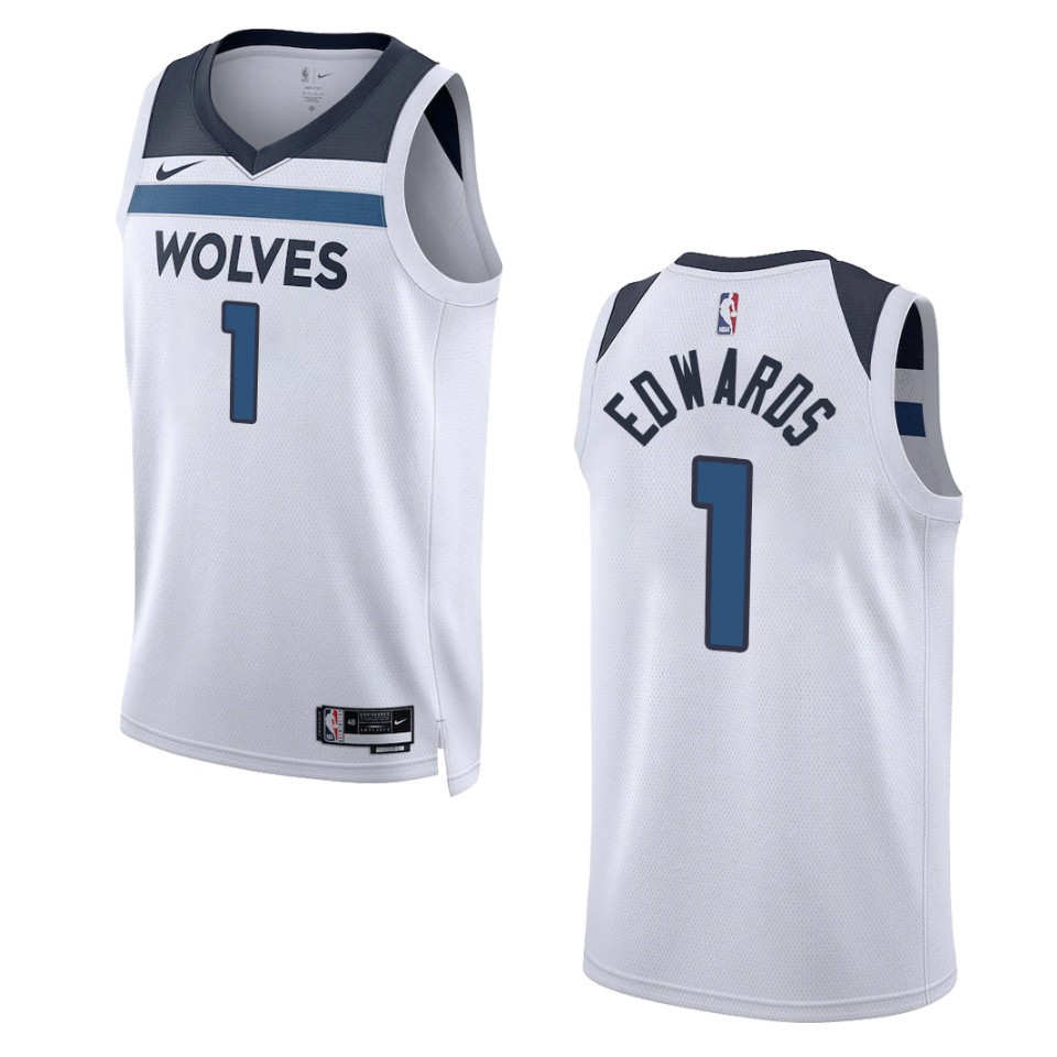 2022-23 Association Edition Minnesota Timberwolves Anthony Edwards White Swingman Jersey