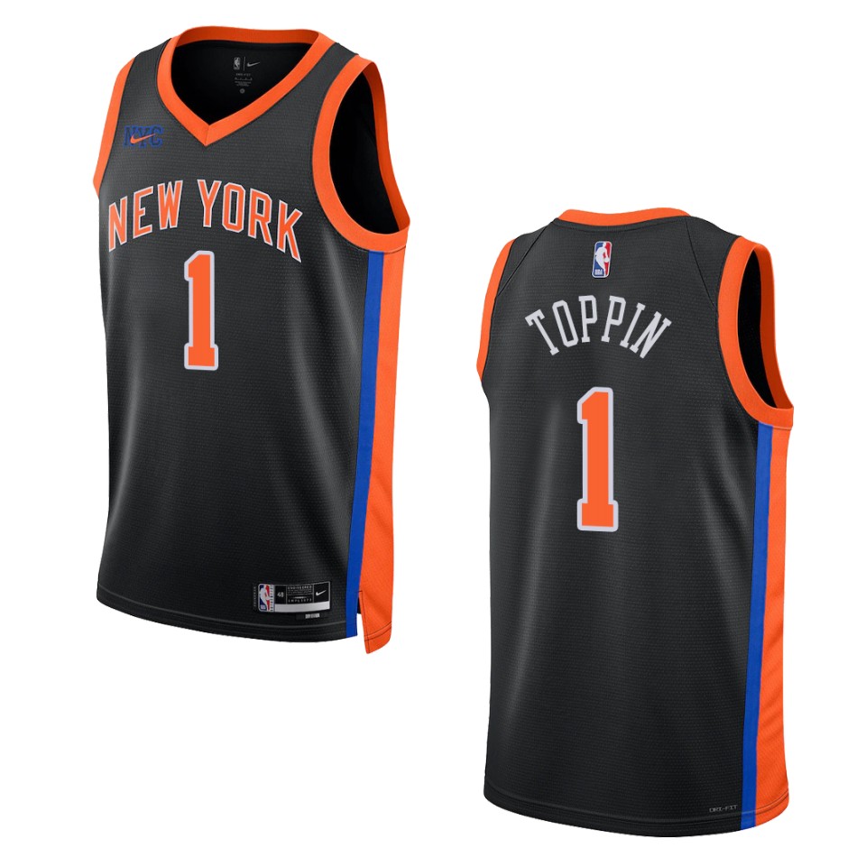 2022-23 City Edition New York Knicks Obi Toppin Black Swingman Jersey