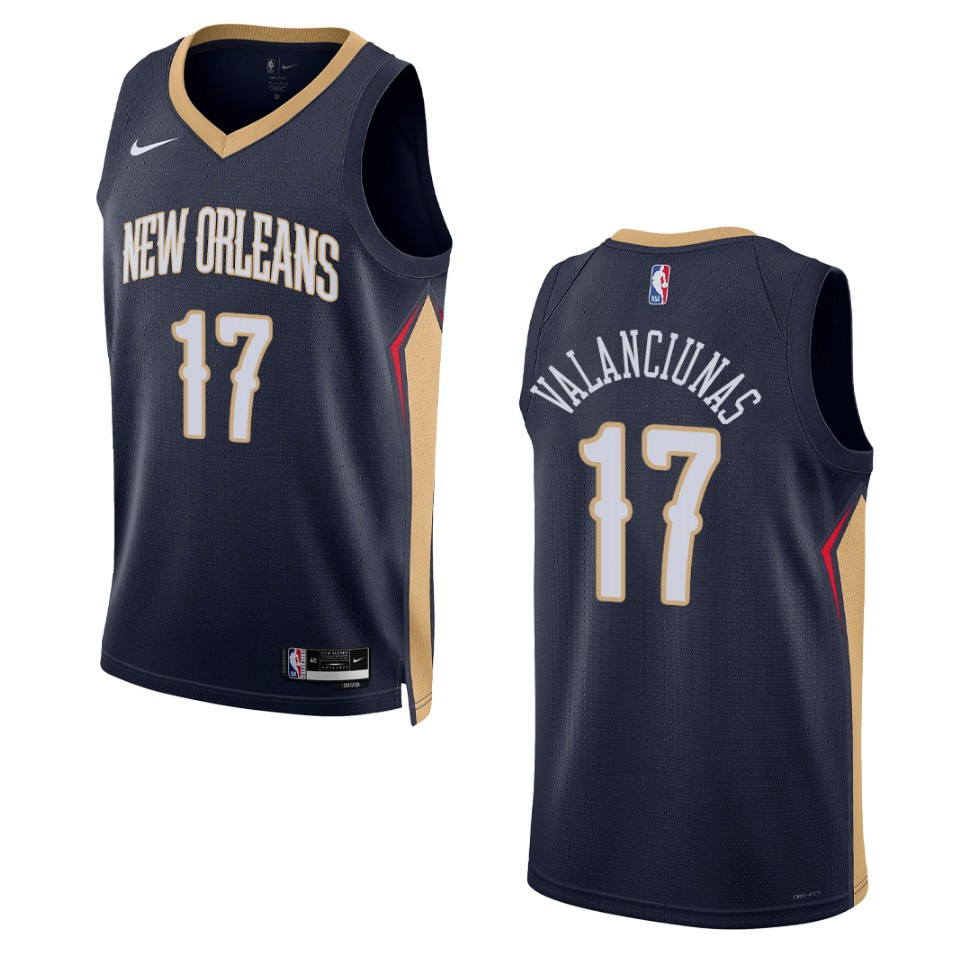 2022-23 Icon Edition New Orleans Pelicans Jonas Valanciunas Navy Swingman Jersey