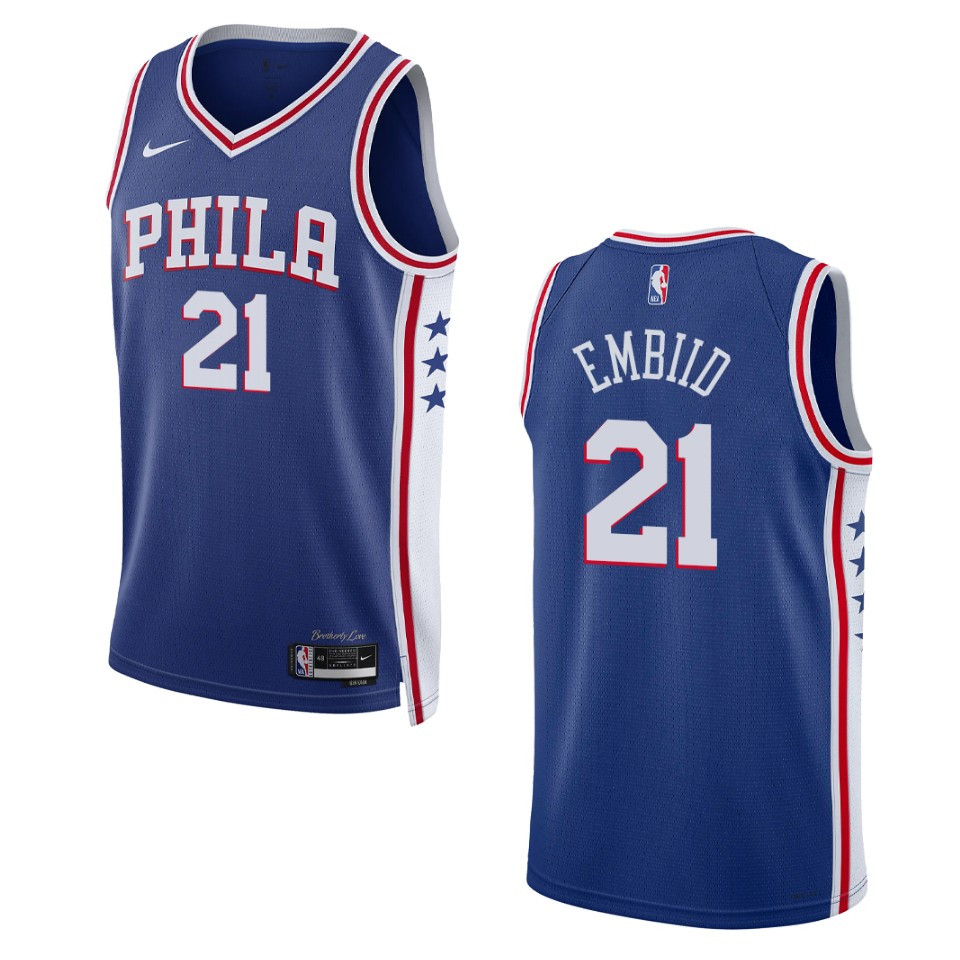 2022-23 Icon Edition Philadelphia 76ers Joel Embiid Royal Swingman Jersey