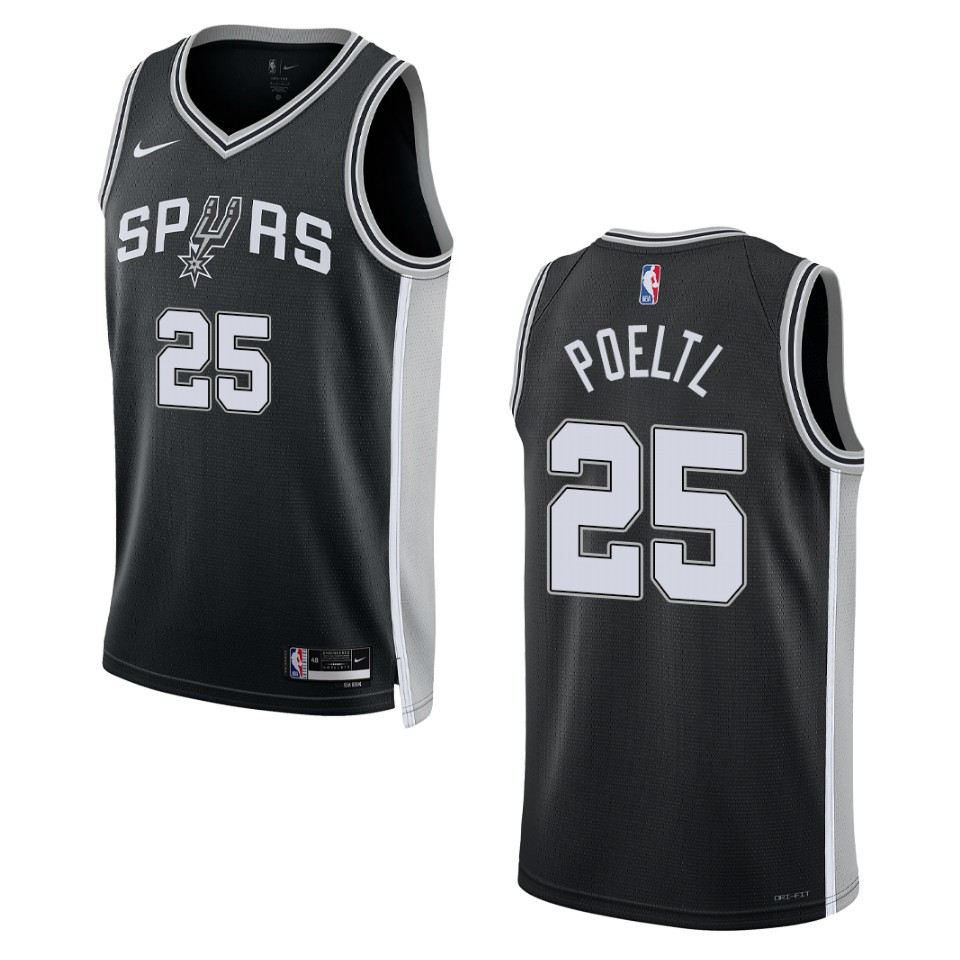 2022-23 Icon Edition San Antonio Spurs Jakob Poeltl Black Swingman Jersey