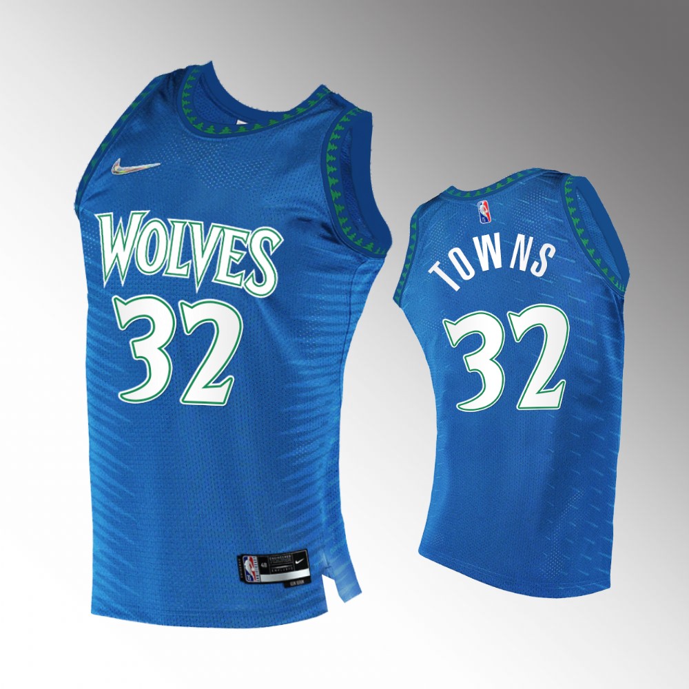 #32 Karl-anthony Towns Timberwolves Royal 2021-22 75th Diamond Anniversary City Edition Jersey