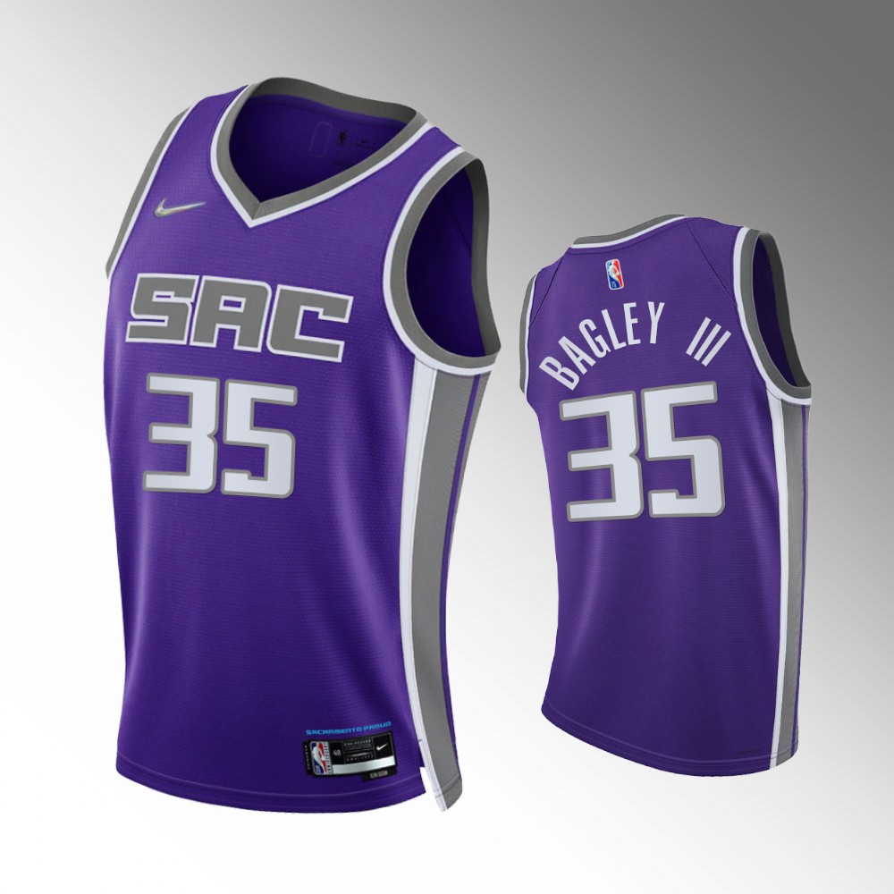 #35 Marvin Bagley Iii Kings Purple 2021-22 75th Diamond Anniversary Icon Edition Jersey