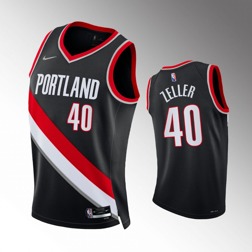 #40 Cody Zeller Blazers Black 2021-22 75th Diamond Anniversary Icon Edition Jersey