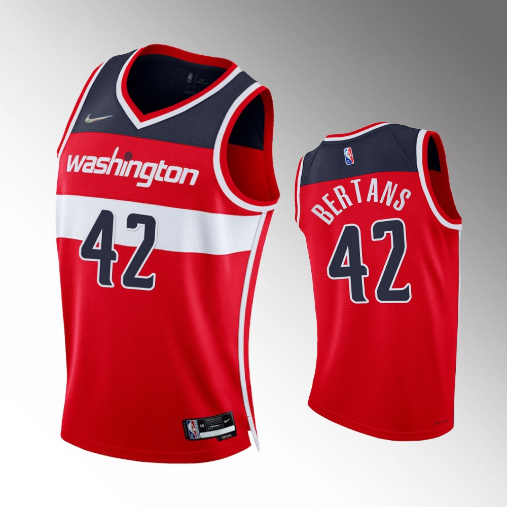 #42 Davis Bertans Wizards Red 2021-22 75th Diamond Anniversary Icon Edition Jersey