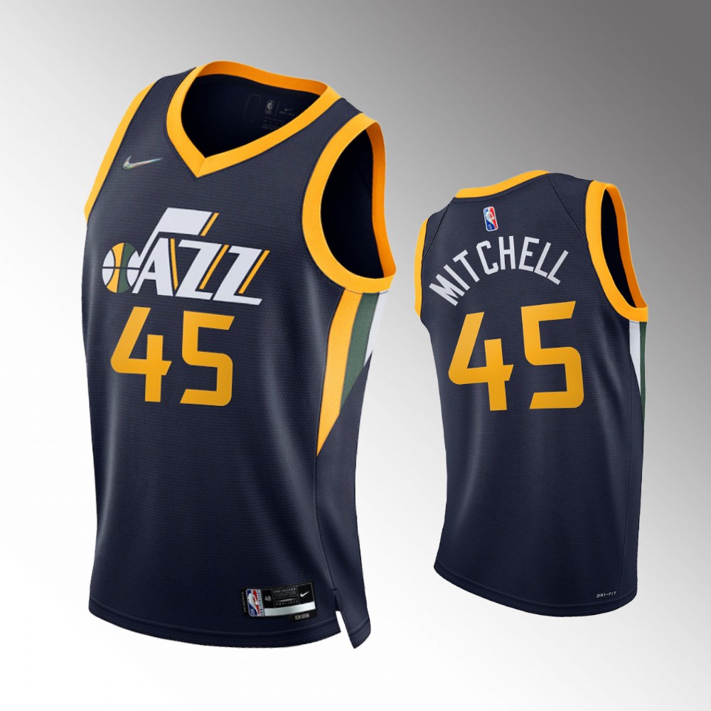 #45 Donovan Mitchell Jazz Navy 2021-22 75th Diamond Anniversary Icon Edition Jersey