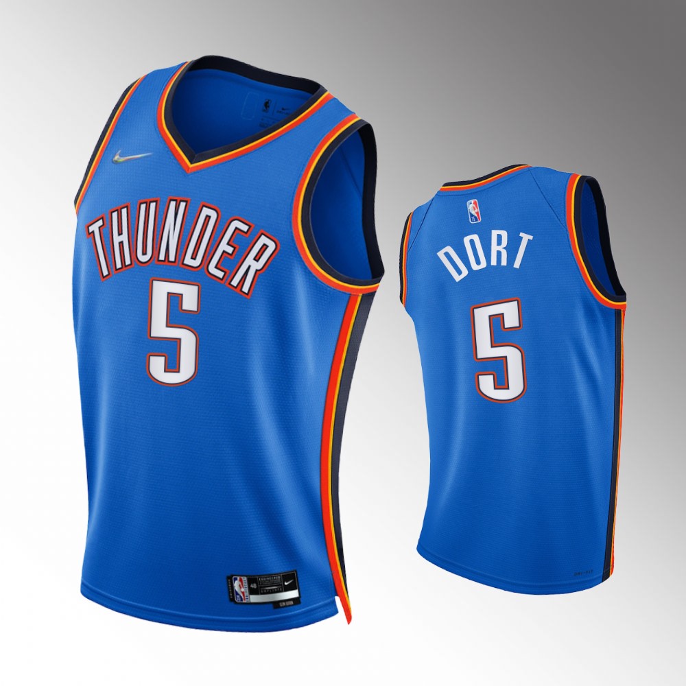 #5 Luguentz Dort Thunder Blue 2021-22 75th Diamond Anniversary Icon Edition Jersey
