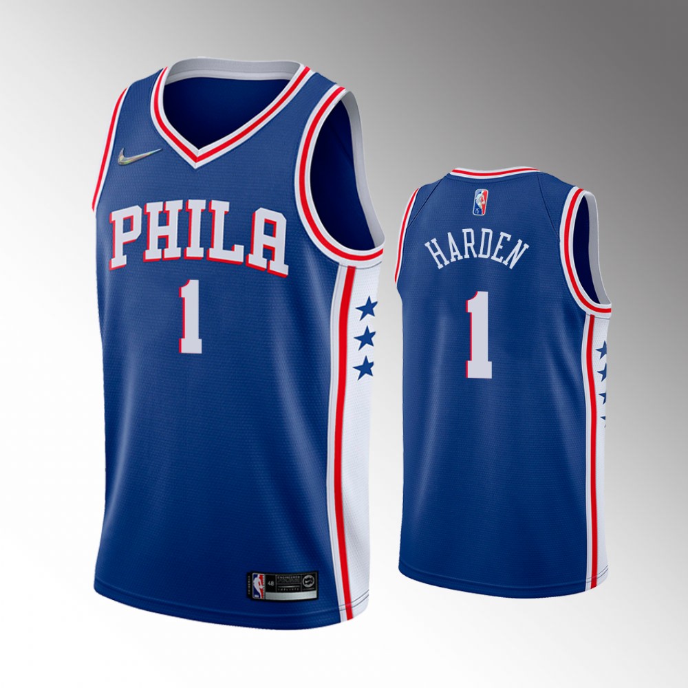 76ers #1 James Harden Blue Icon Edition 2022 Trade Jersey