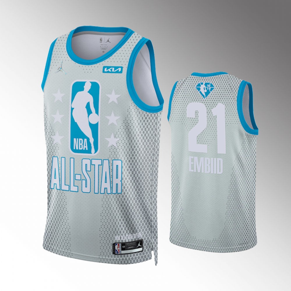 76ers #21 Joel Embiid Gray 2022 All-star 75th Men's Jersey