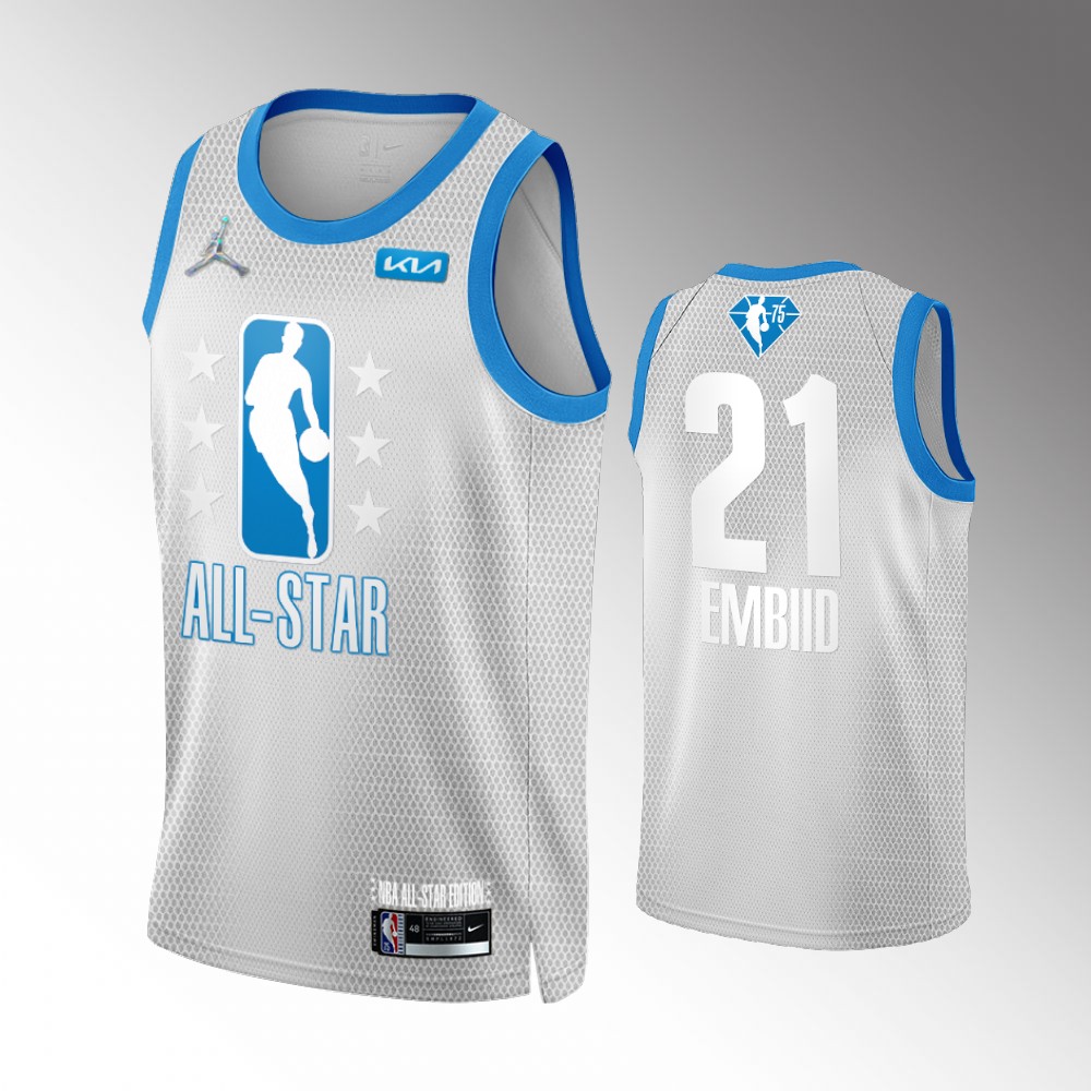 76ers #21 Joel Embiid Gray 2022 All-star Men's Jersey