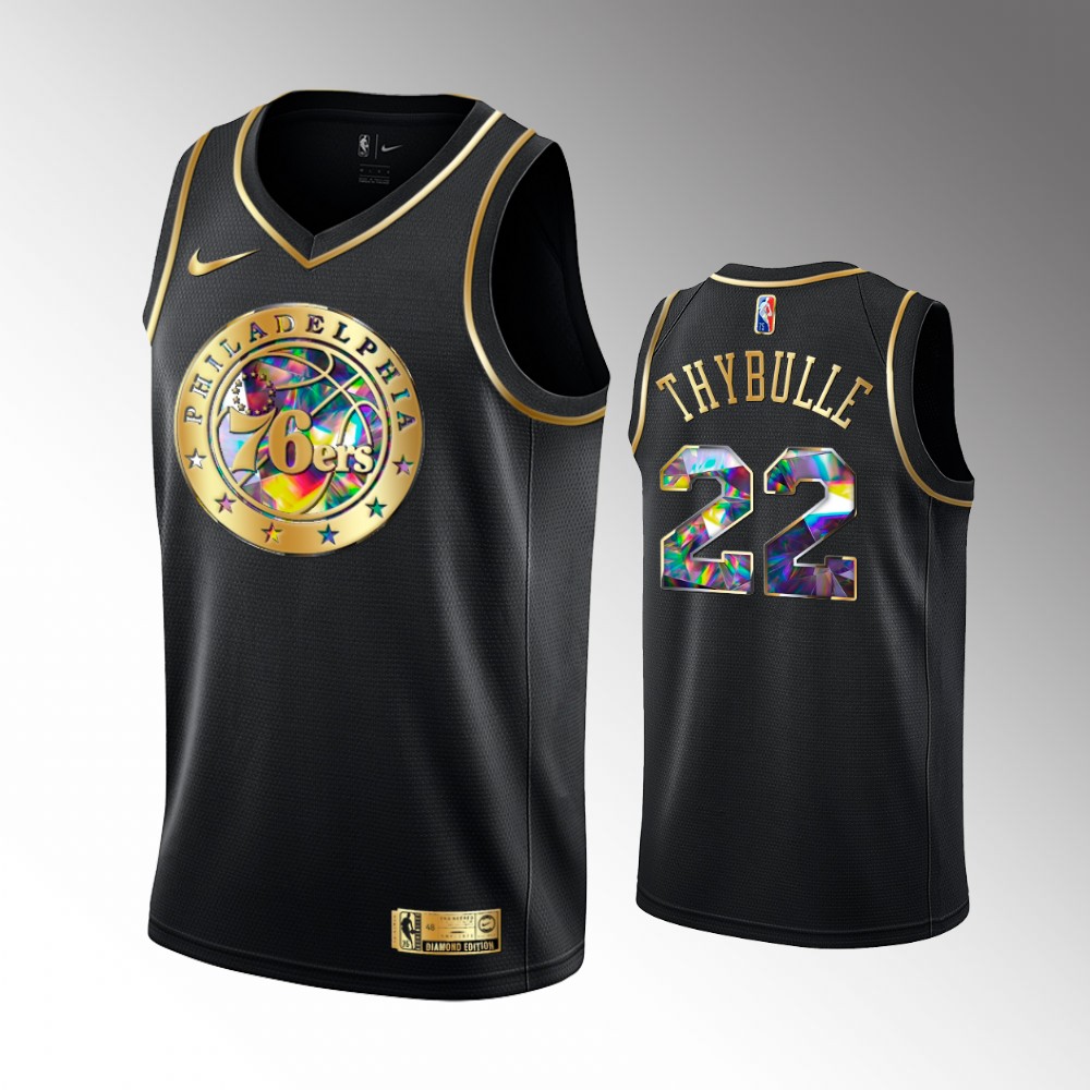 76ers #22 Matisse Thybulle Black 2021-22 Golden Edition Diamond Logo Jersey