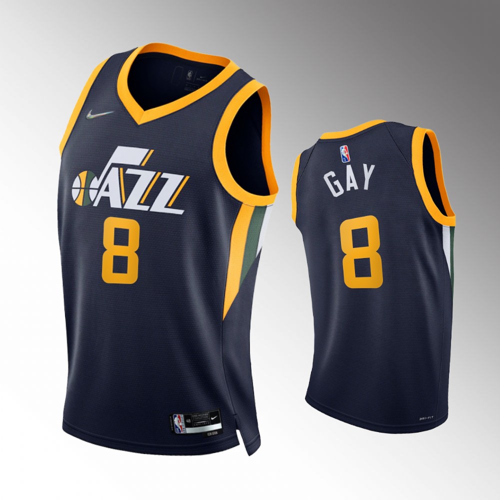 #8 Rudy Gay Jazz Navy 2021-22 75th Diamond Anniversary Icon Edition Jersey