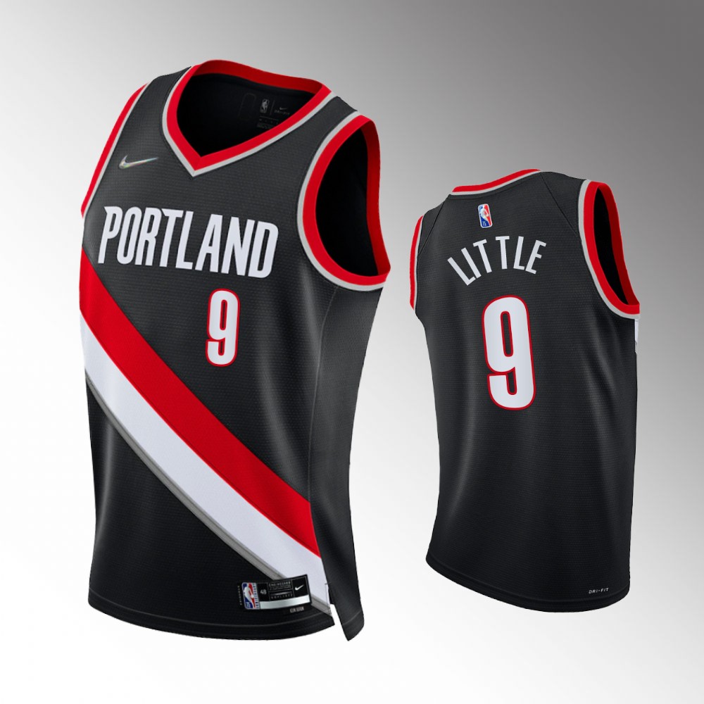 #9 Nassir Little Blazers Black 2021-22 75th Diamond Anniversary Icon Edition Jersey