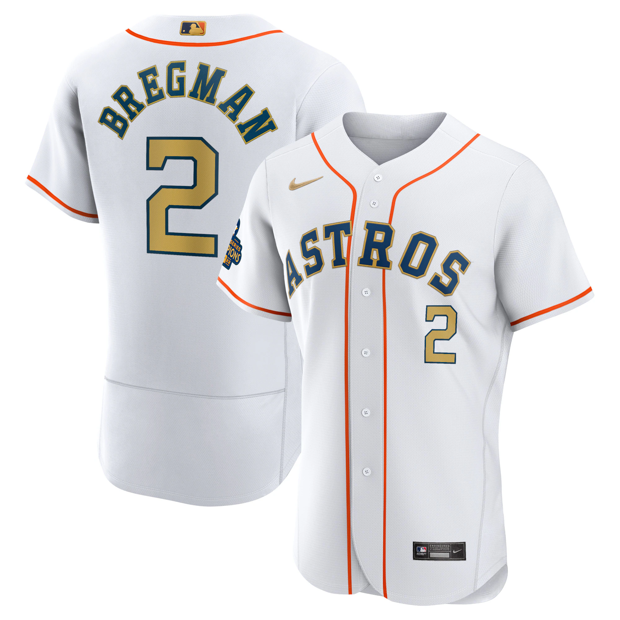 Alex Bregman Houston Astros 2023 Gold Collection Player Jersey - White