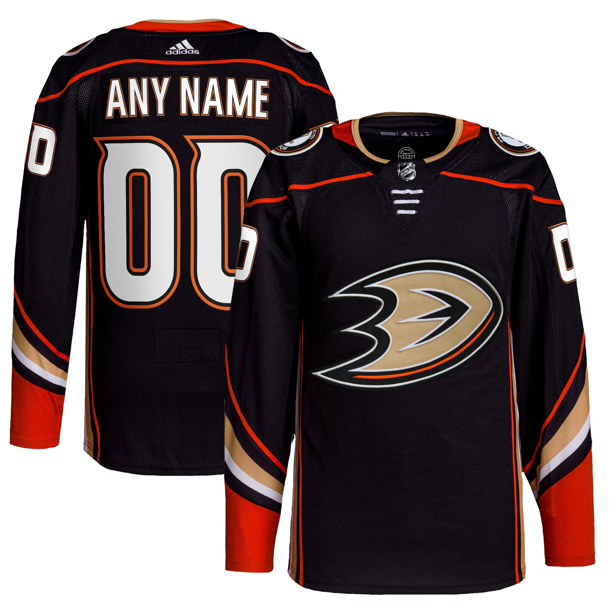 Anaheim Ducks Home Primegreen Custom Jersey - Black