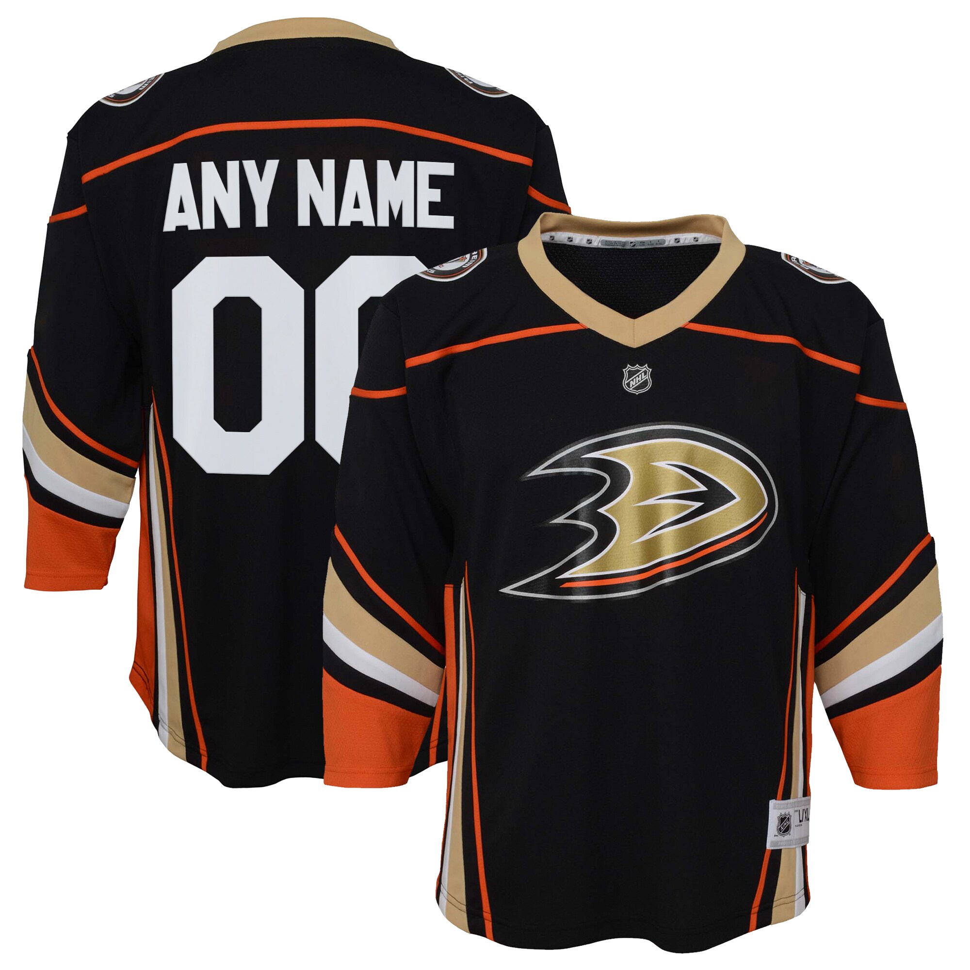 Anaheim Ducks Youth Home Custom Jersey - Black