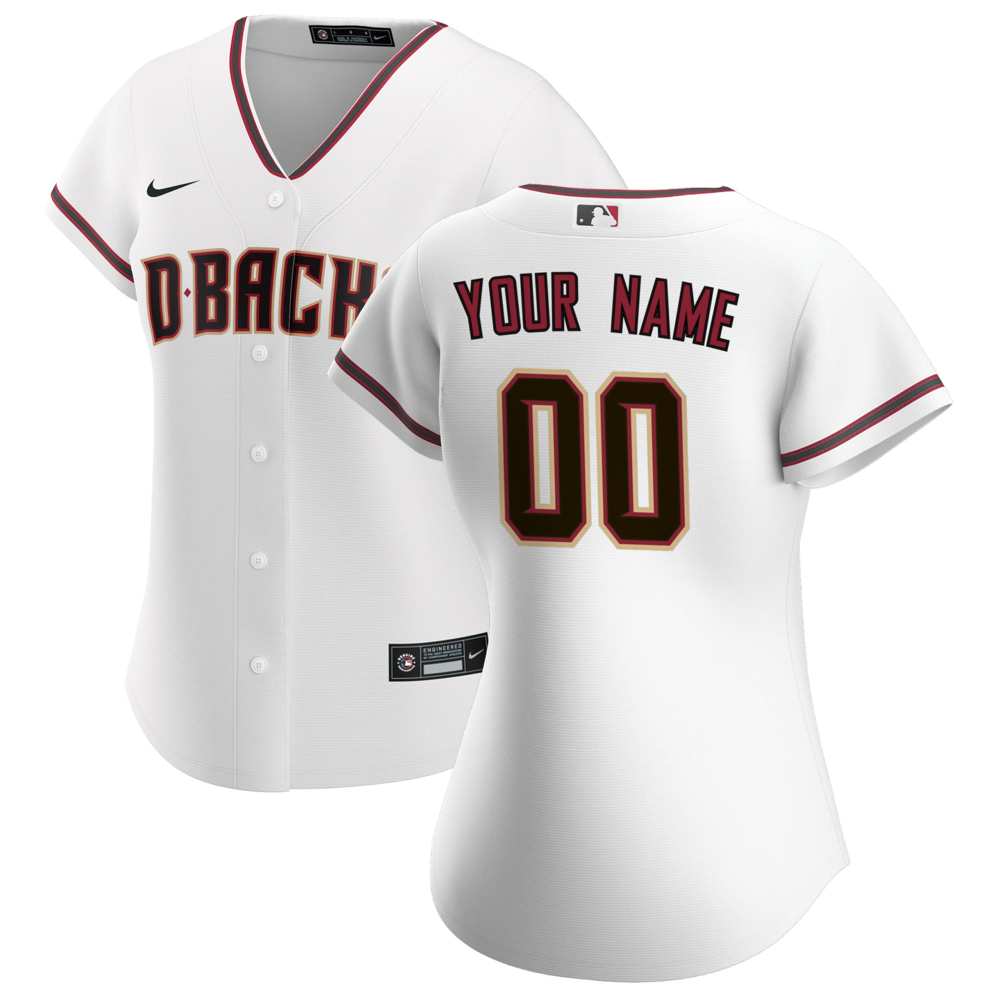 Arizona Diamondbacks Women's Home Custom Jersey - White