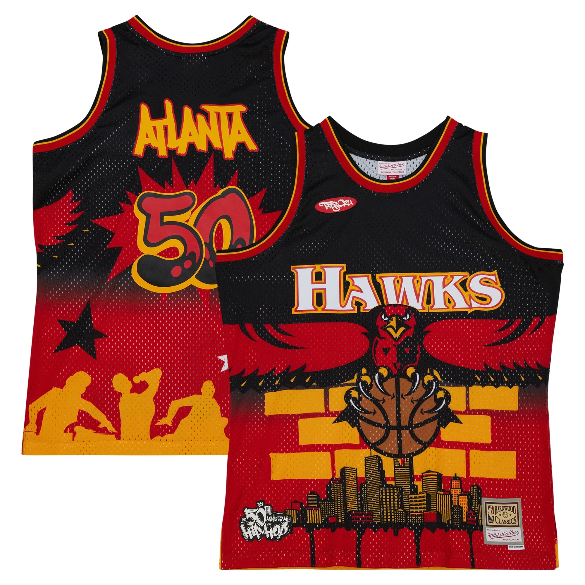 Atlanta Hawks X Tats Cru Hardwood Classics Fashion Jersey - Black