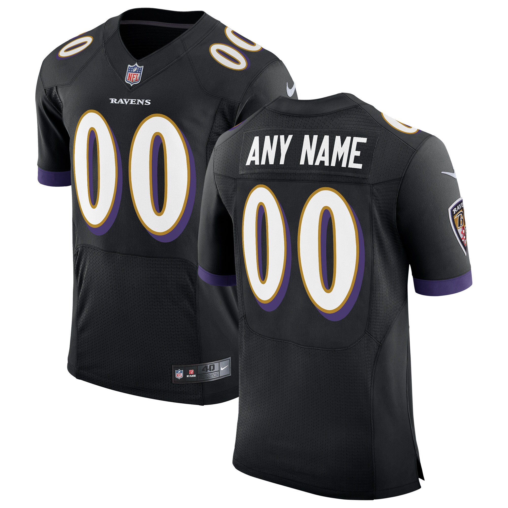 Baltimore Ravens Speed Machine Elite Custom Jersey - Black