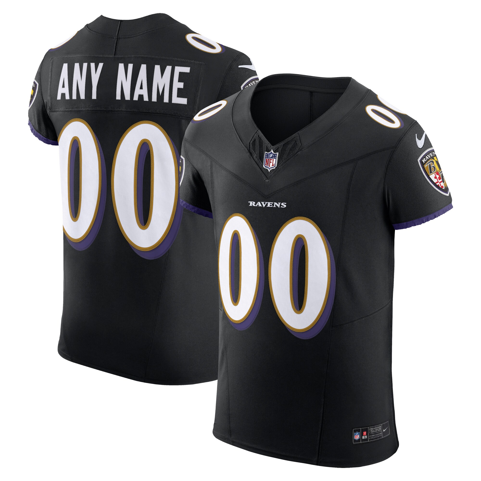 Baltimore Ravens Vapor F.u.s.e. Elite Custom Jersey - Black