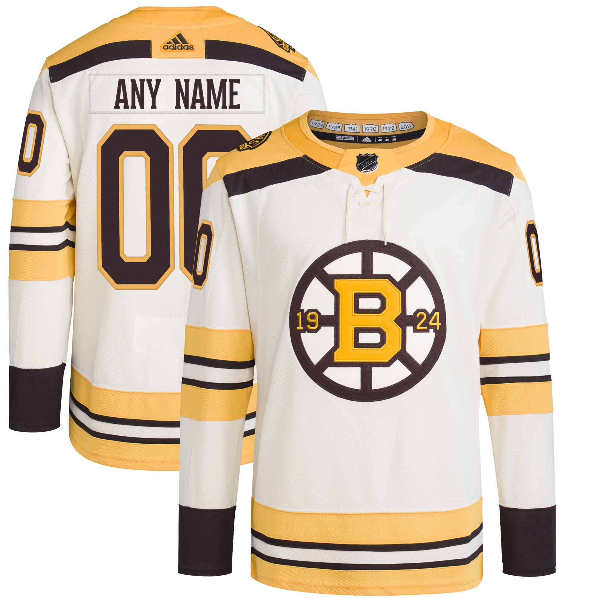 Boston Bruins 100th Anniversary Primegreen Custom Jersey - Cream