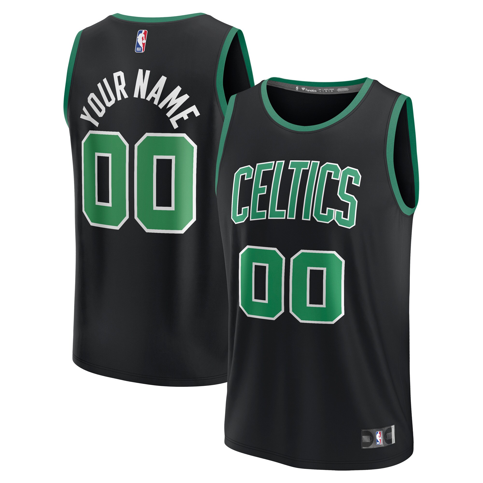 Boston Celtics Fanatics Fast Break Custom Jersey - Statement Edition - Black