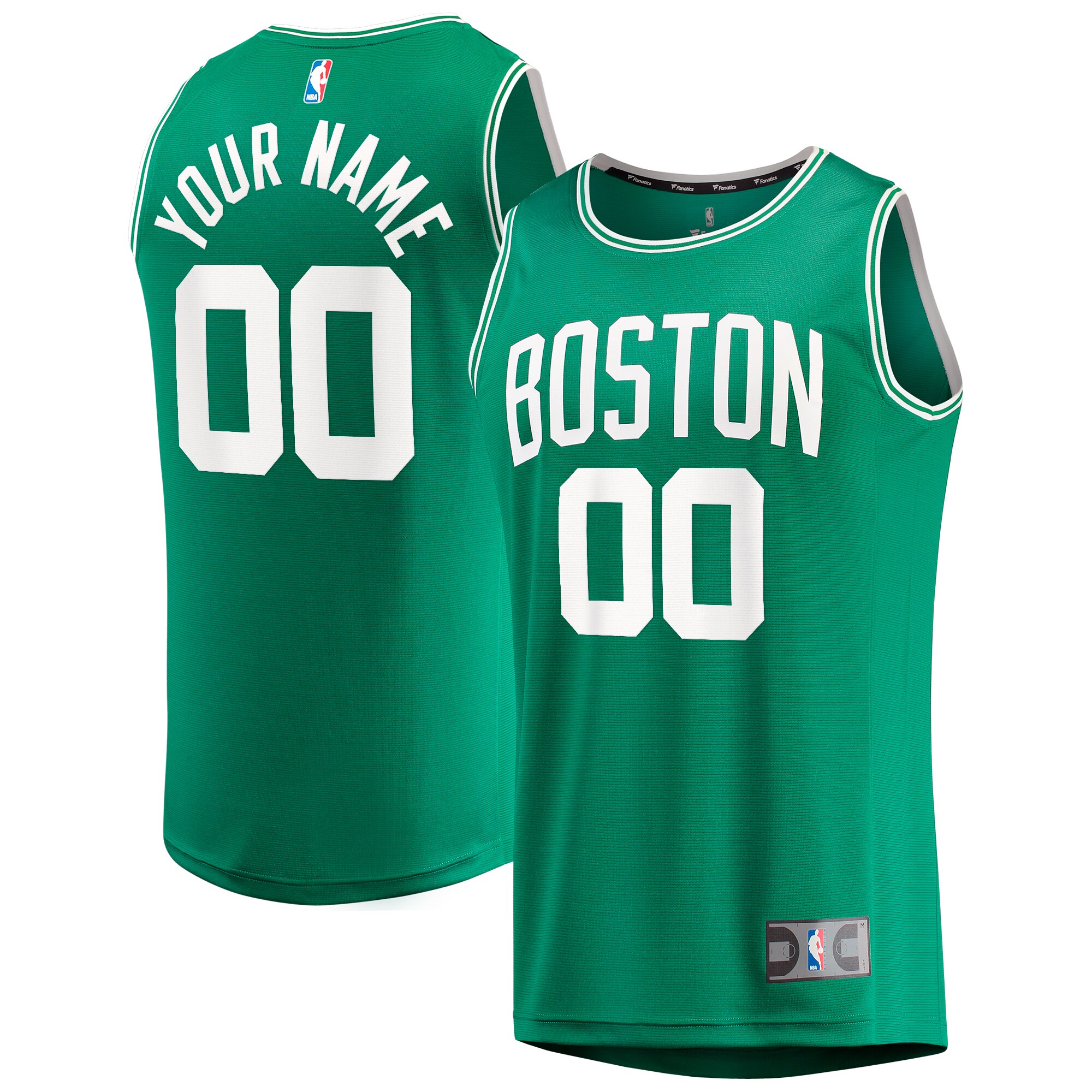 Boston Celtics Fanatics Fast Break Custom Jersey Kelly Green - Icon Edition