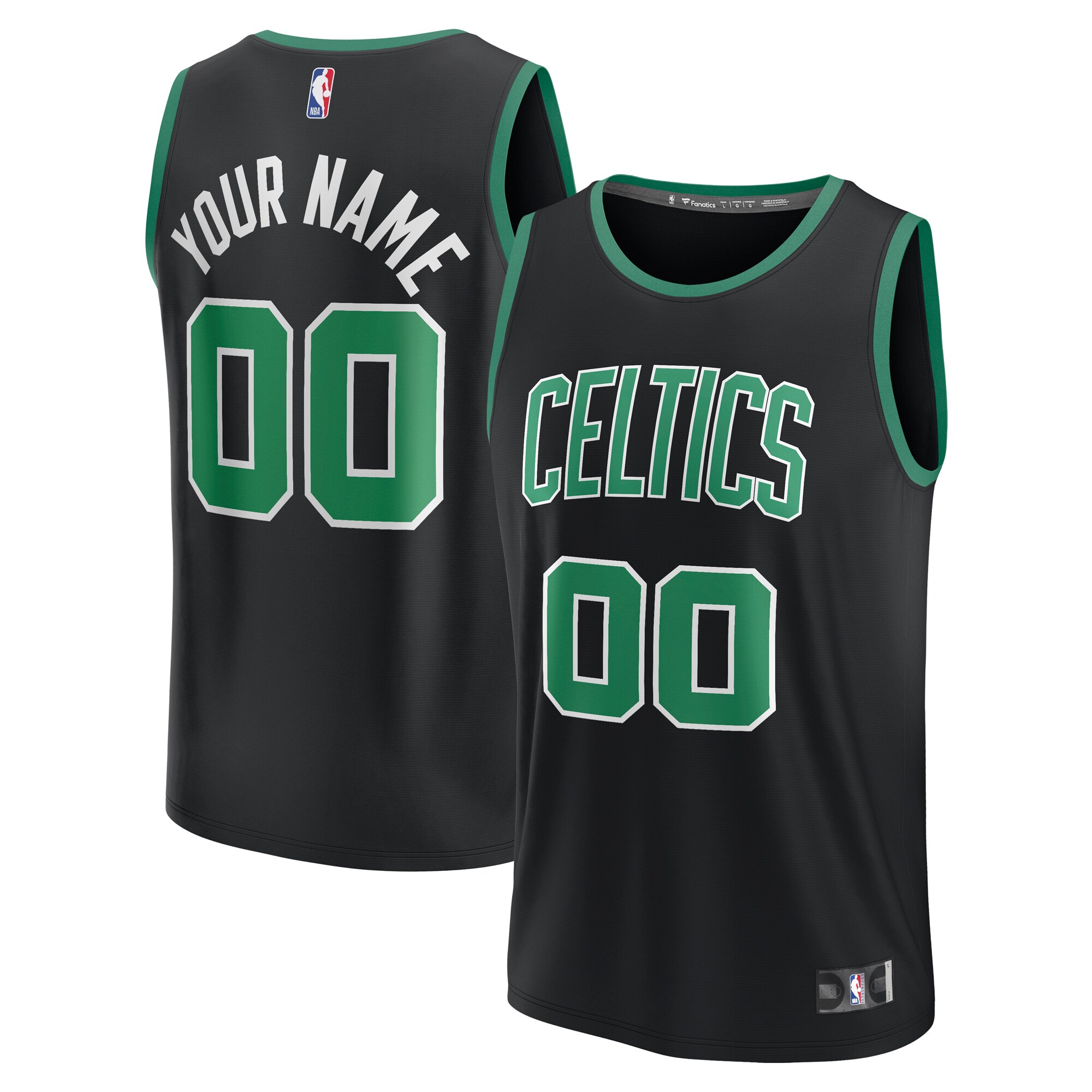 Boston Celtics Fanatics Youth Fast Break Custom Jersey - Statement Edition - Black