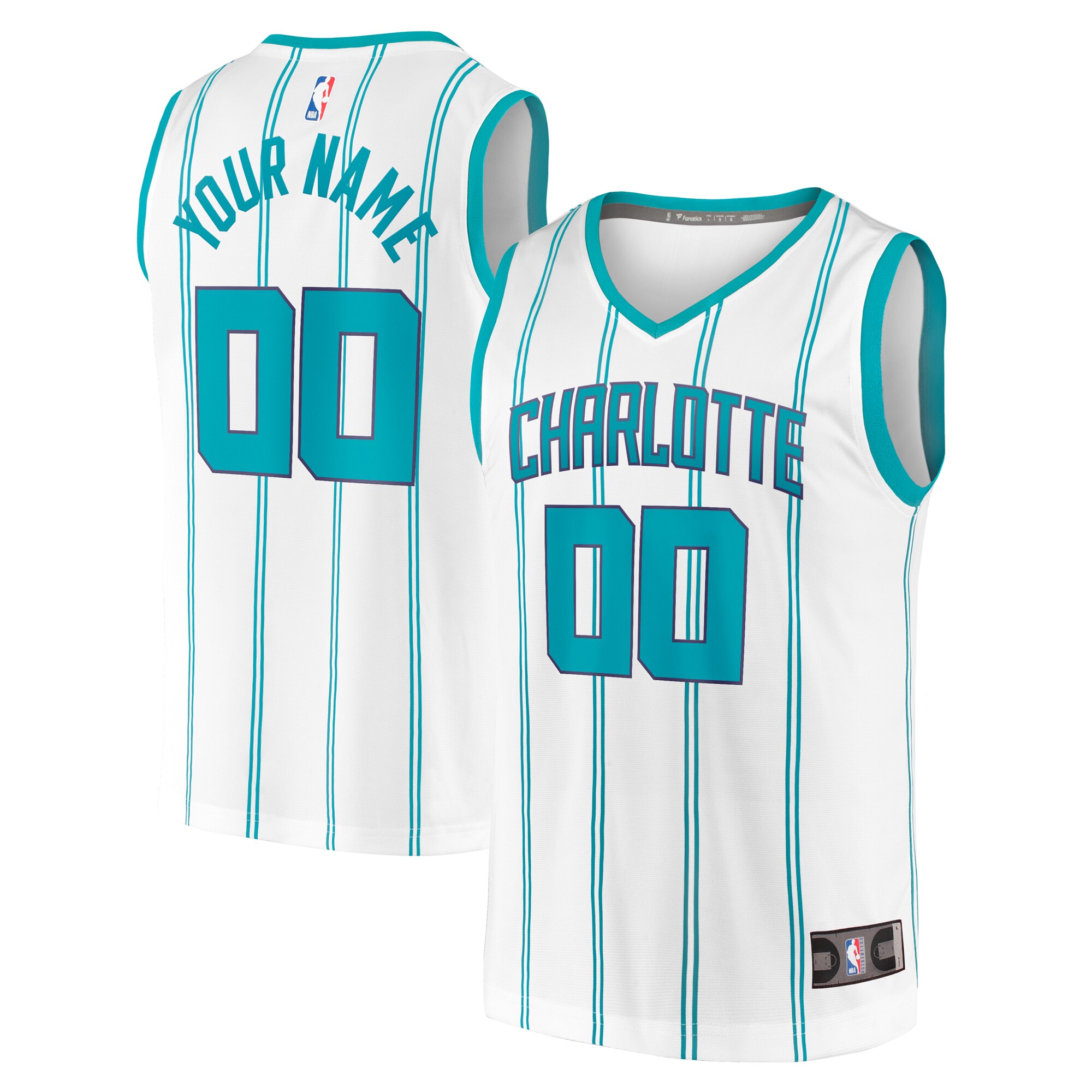 Charlotte Hornets Fanatics Youth Fast Break Custom Jersey - Association Edition - White